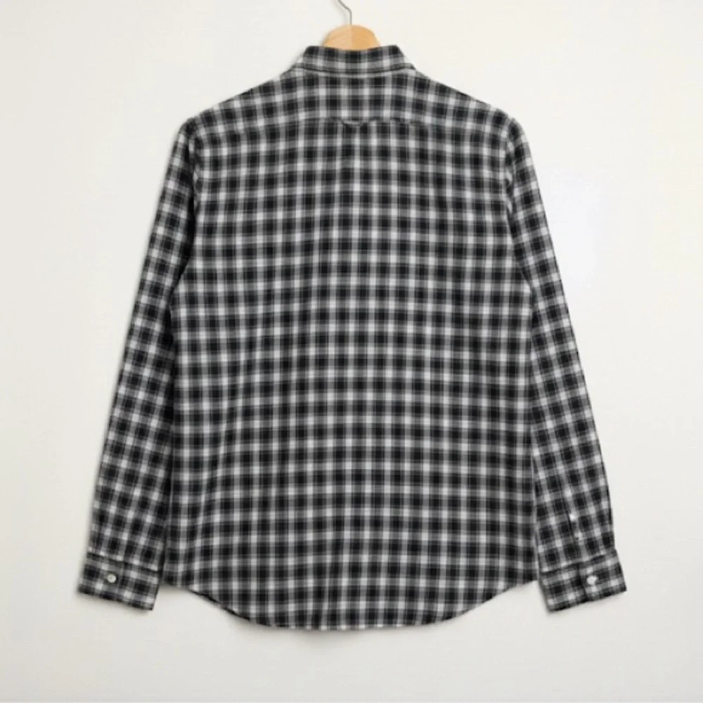 J. Crew Men's Classic Blue and White Plaid Shirt